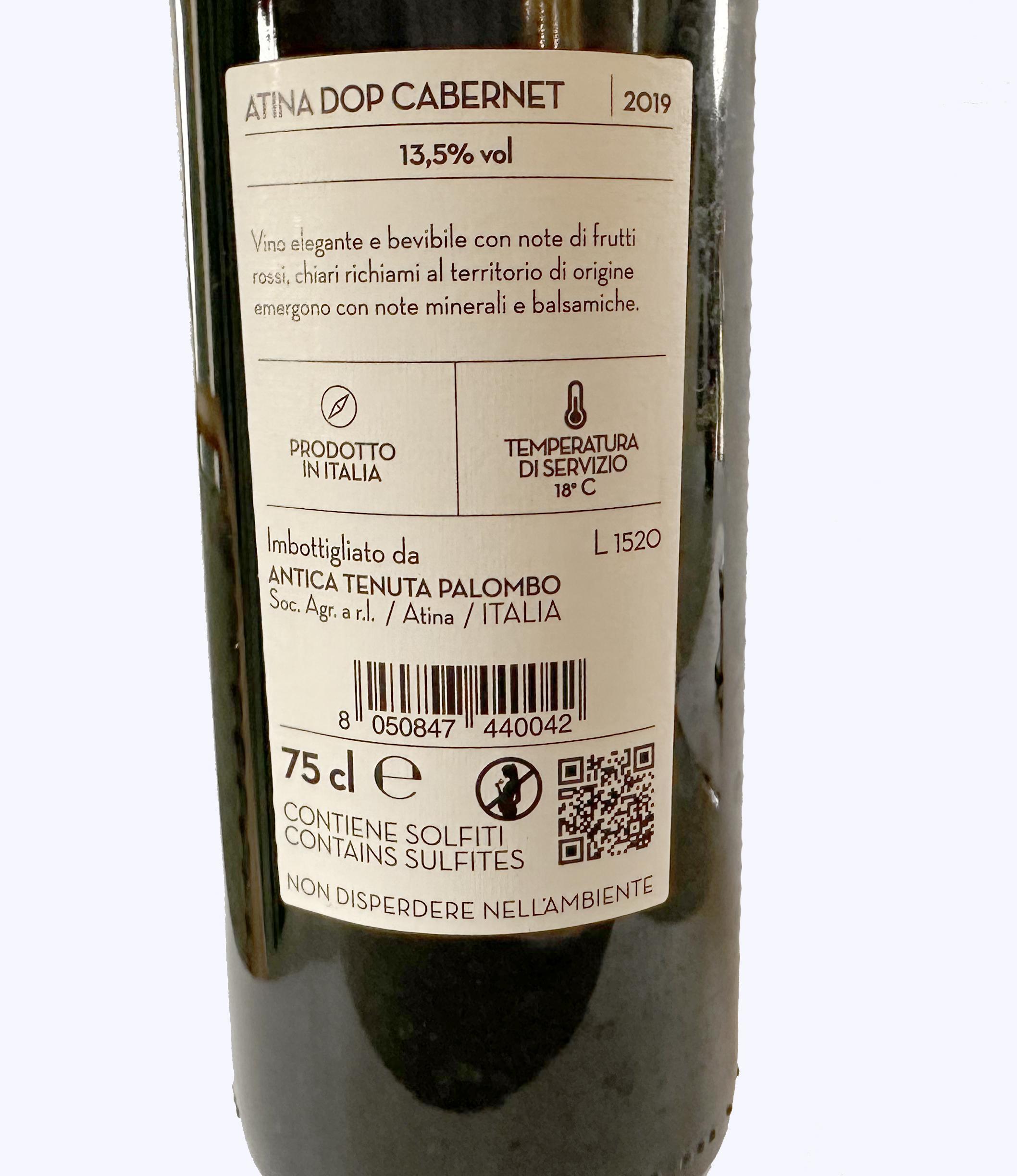 Atina DOP Cabernet Linea Nobile 2019 Antica Tenuta Palombo