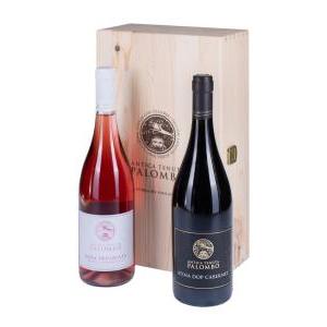 Atina dop cabernet e rosato frusinate igp rosa invidiata linea ducale  confezione legno 2 bottiglie