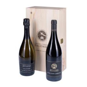 Atina dop cabernet e amantata spumante extra dry linea ducale  confezione legno 2 bottiglie