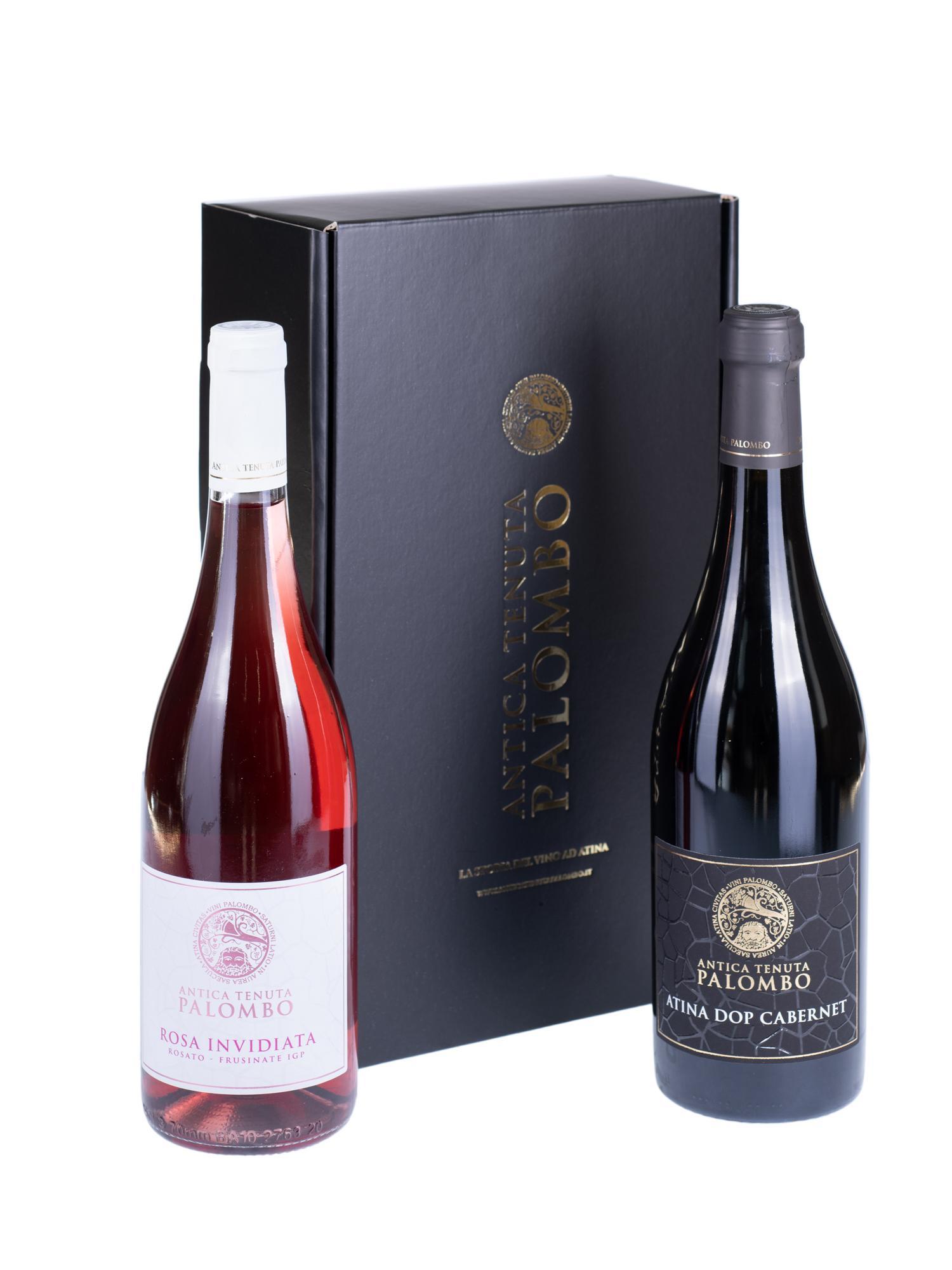 Atina DOP Cabernet e Rosato Frusinate IGP Rosa Invidiata Linea Ducale Antica Tenuta Palombo astuccio 2 bottiglie